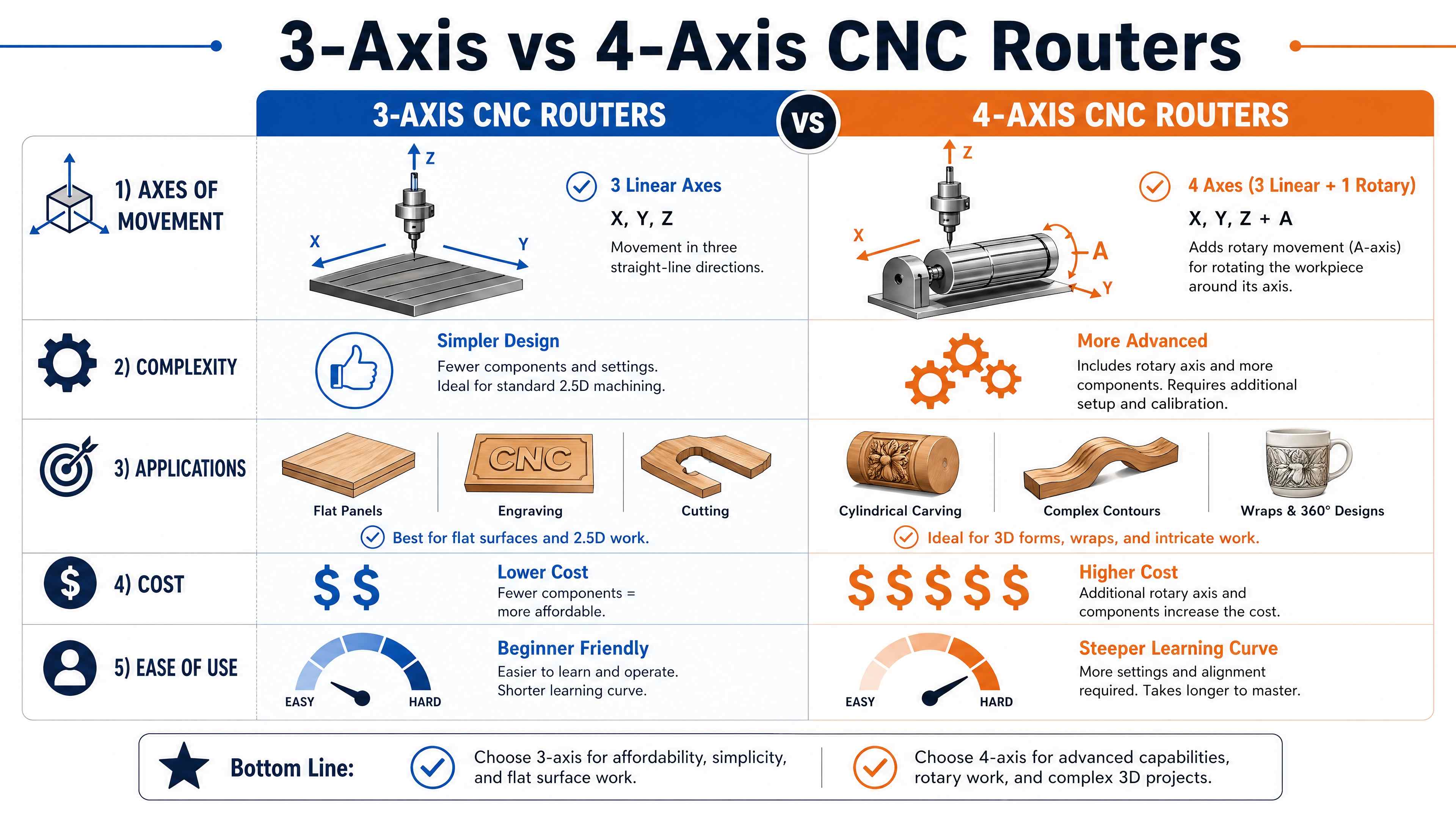 3-Axis vs 4-Axis Wood CNC Router